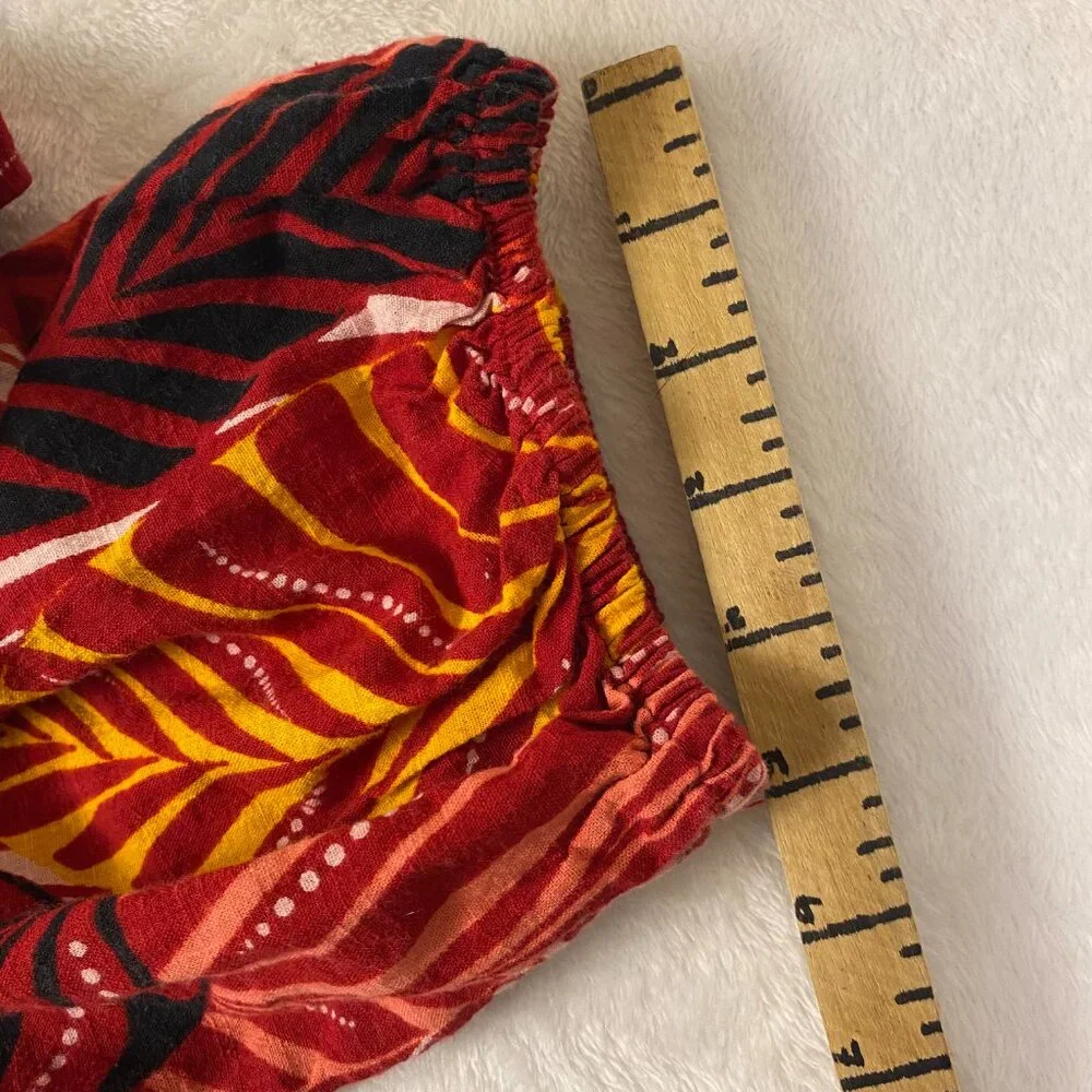 Mlle Gabrielle 1X Tropical Peasant Mini Dress Puff Sleeve Coastal Vacation - Picture 9 of 9